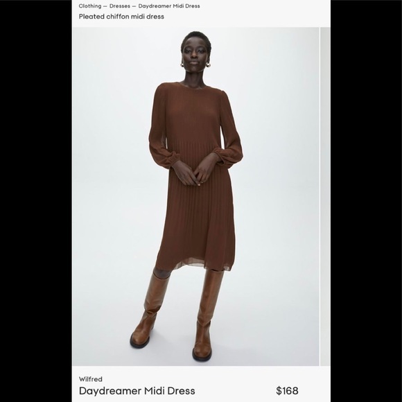 NWT Wilfred Daydreamer Midi Dress in Cognac - Picture 1 of 3